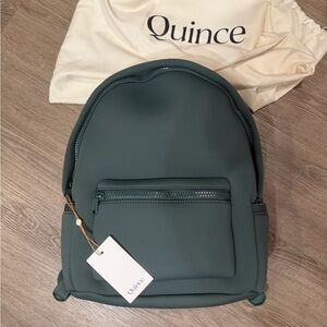 Quince Matte Teal-Green Backpack with Front Zip Pocket